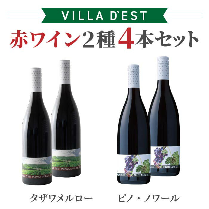 【ふるさと納税】【限定100セット】 赤ワイン 4本セット (タザワ メルロー、 ピノ ・ノワール ) ｜【ヴィラデストワイナリー】GI長野 IWC Decanter World Wine Awards 銀賞 サクラアワード 長野 東御 東御ワイン 長野ワイン 日本ワイン ピノ ピノノワール