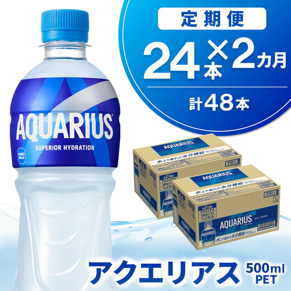 【ふるさと納税】【2か月定期便】アクエリアス 500mlPET×24本【コカコーラ 熱中症対策 スポーツ飲料 スポーツドリンク 水分補給 ペットボトル 健康 スッキリ ミネラル アミノ酸 クエン酸 リフレッシュ 常備 保存 買い置き】K090456