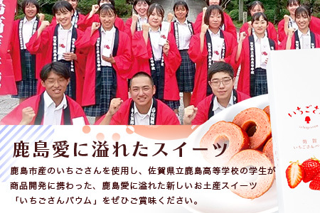 佐賀いちごさんバウム 5個入り 3箱 合計15個 バウムクーヘン バームクーヘン 焼菓子 スイーツ お菓子 佐賀 鹿島 九州 ご当地スイーツ A-193