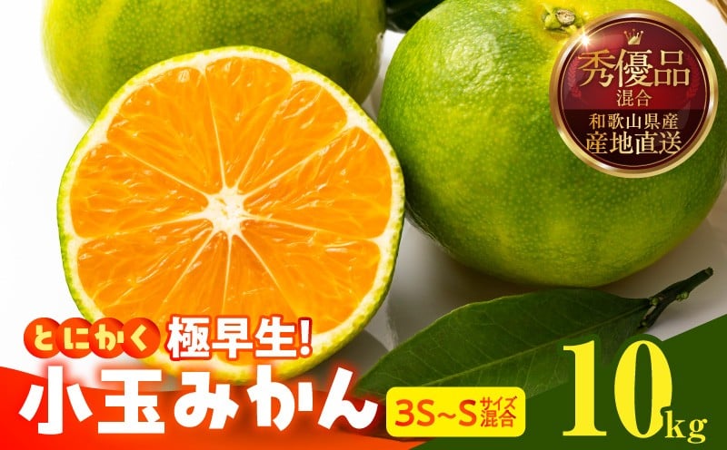 
                  MK1074_【2026年先行予約】とにかく小玉 みかん 極早生 箱込 10kg ( 内容量 9.2kg ) 3S～Sサイズ 秀品 優品 混合 有田みかん 和歌山県産
                