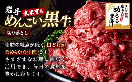 玄米育ち 岩手めんこい黒牛 切り落とし 約600g 国産 牛肉 肉 お肉 焼肉 牛丼 すき焼き ストック 使いやすい 冷凍 玄米育ち 岩手県 岩手町