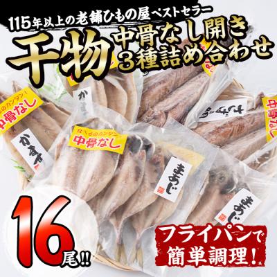 ふるさと納税 佐伯市 中骨なし開き3種詰め合わせ (16尾・3種) | 