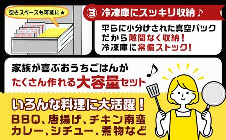 国産若鶏3kgセット 小分けパック!カット済み!≪みやこんじょ特急便≫_11-3301-Q_(都城市) 鶏肉 一口サイズ モモ 300g×3パック 計900g ムネ 300g×7パック 計2,100g