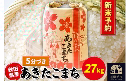 《令和7年産 新米受付》あきたこまち 27kg×1袋【5分づき】秋田県産 こまちライン