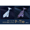 【ふるさと納税】シルク100%のミニネクタイ「p-Tie」2柄セット（ブルー系）