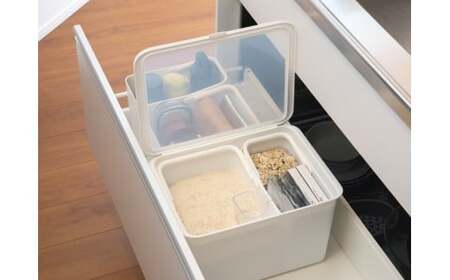 フタ付きストックケース 米びつ(インナーセット)  LBK-50 グレー (3色からお好きなカラーが選べる) 葛城市 ライクイット like-it【like104-2】