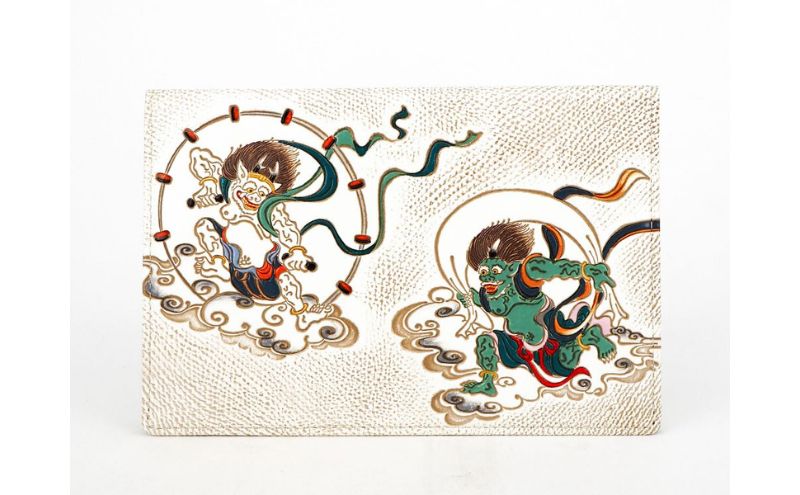 【文庫屋大関】パーソナルホルダー　風神雷神【皮革工芸品】 雑貨 日用品 ブックカバー パスポートケース 貴重品入れ マルチケース シンプル 和風 革小物 