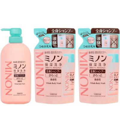 ふるさと納税 高崎市 ミノン全身シャンプーさらっとタイプ本体450mL×1本、詰替用380mL×2個セット