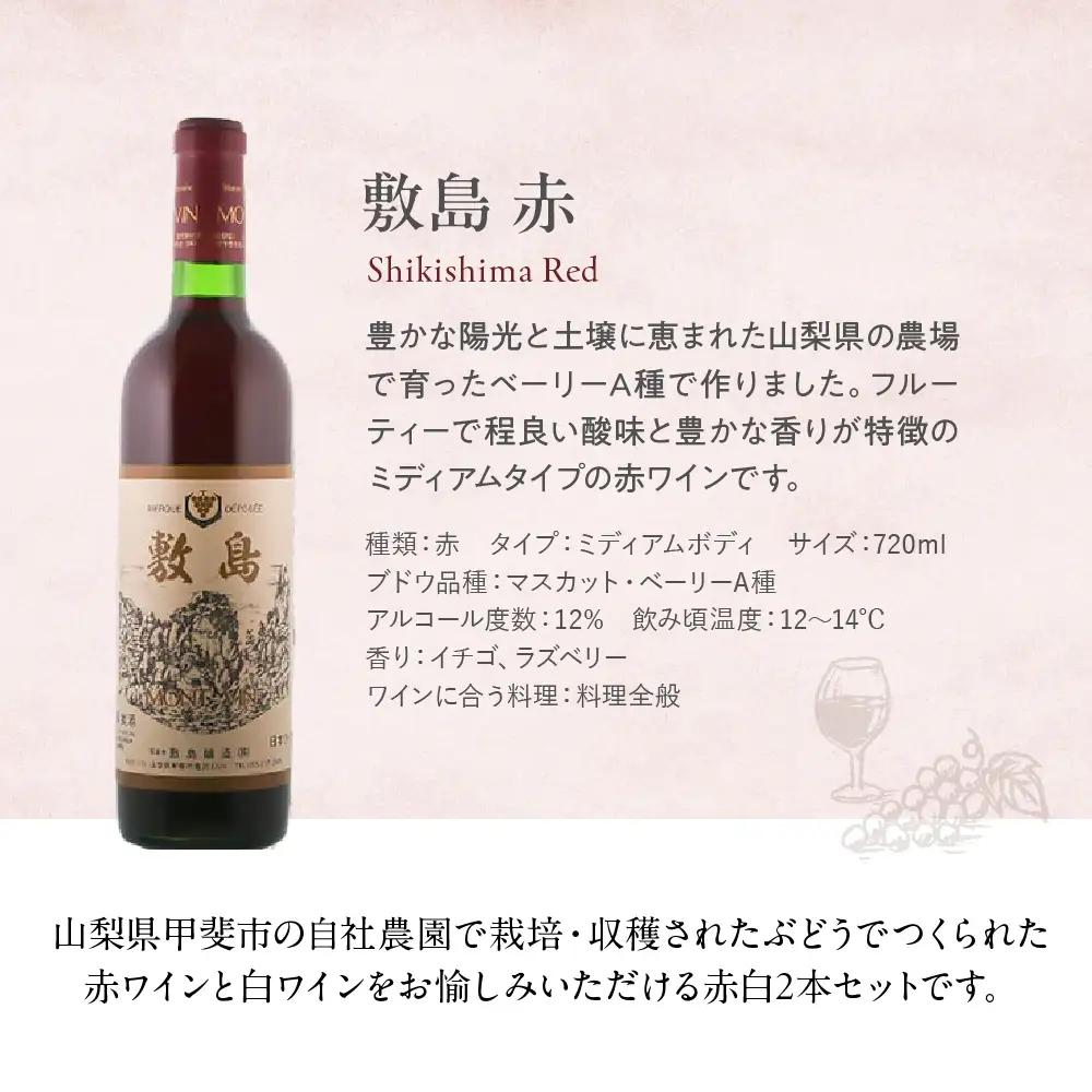 【敷島 赤 & 敷島 白】赤白2本セット 720ml ×2 敷島醸造 赤ワイン 白ワイン ワイン わいん 日本ワイン ワインセット 辛口ワイン 国産ワイン ギフト お祝い 飲み比べ 山梨 甲斐市 F-