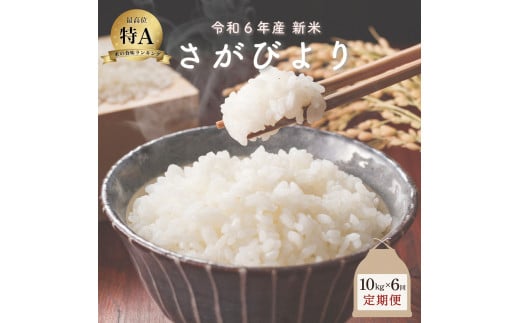 新米 令和6年産 さがびより 10kg×6回定期便 ／米 お米 返礼品 飯 ごはん 弁当 銘柄米 白米 県産米 佐賀県産 国産米 精米 ブランド米 おにぎり 国産 食品 人気 おすすめ ふるさと納税米 新米 精白米 主食 ご飯 kg