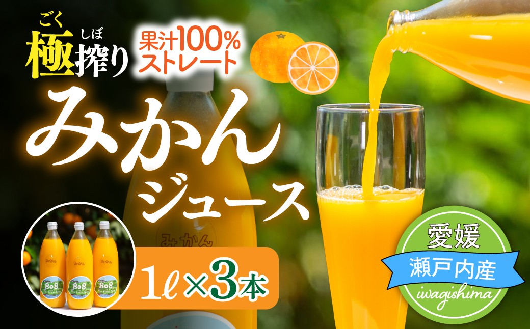 
                  ごくしぼり みかんジュース 1L 3本 国産 みかん ジュース 柑橘 蜜柑 ミカン ジュース 飲料 ドリンク 温州みかん 添加物不使用 ブルーレモンファーム  愛媛 上島
                