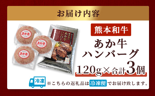 あか牛 100％ハンバーグ セット 120g×3個 ハンバーグ あか牛 牛肉 肉 熊本産 国産牛 和牛 旨味 うま味 ぎっしり 熊本県 多良木町 牛肉 お試し ハンバーグ 046-0750
