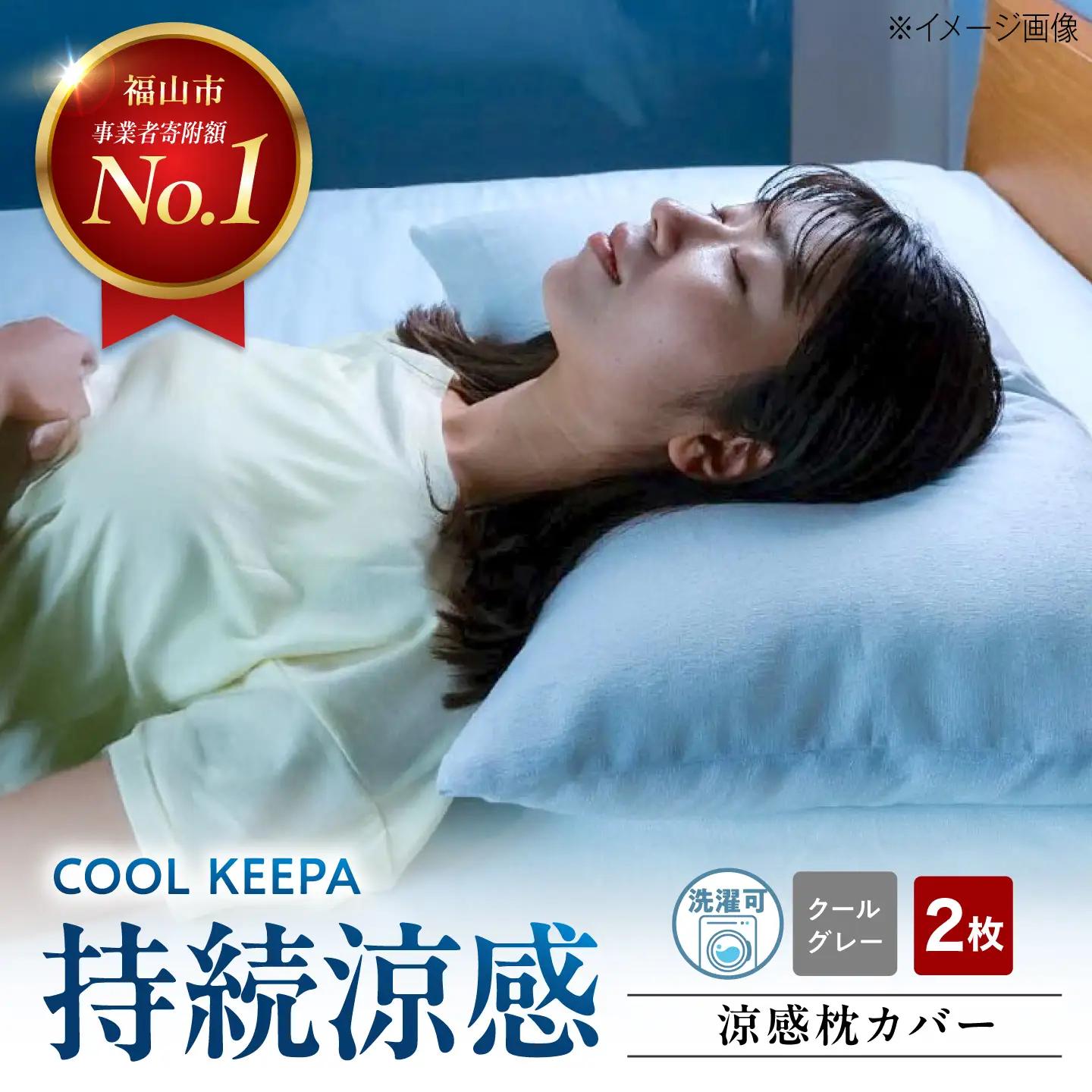 涼感枕カバー2枚組 43×63cm COOL KEEPA（クールグレー） [BAAK179]