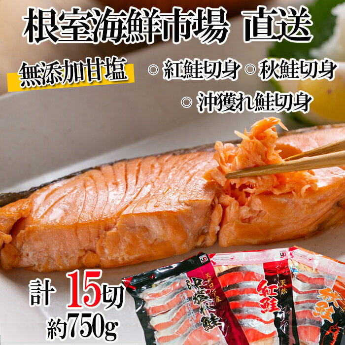 【ふるさと納税】根室海鮮市場＜直送＞無添加甘塩天然鮭3種セット 各5切×1P(計15切) 各5切×2P(計30切) さけ サケ さかな サカナ 魚 北海道 根室市
