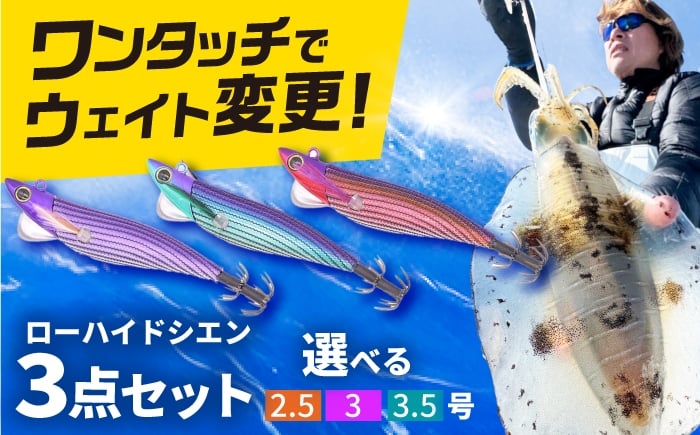 
            【選べるサイズ】 専用エギ ローハイド紫煙（シエン）3点アソートセット 着脱シンカー イカ釣り 釣具 釣り用品 海釣り おすすめ 人気 3個 セット 詰め合わせ ティップラン エギング ルアー イカ アオリイカ コウイカ ヤリイカ フィッシング アウトドア レジャー 初心者 中級者 上級者 ギフト プレゼント 贈り物 お祝い 父の日 敬老の日 岐阜市 / ジークラック [ANIG001]
          