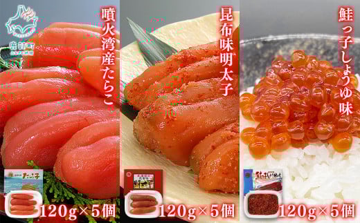 【丸鮮道場水産】 北海道産 たらこ・明太子・筋子のセット 各120g×5個 計1.8kg
