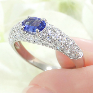 指輪 PT900 プラチナ リング オーバル タンザナイト ダイヤモンド 0.85ct パヴェ ダイヤ ジュエリー【f158-pt-ta】 ALPAZ181