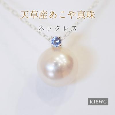 ふるさと納税 天草市 真珠 ネックレス 8-8.5mm ホワイトピンク 12月 タンザナイト K18WG_S101-536