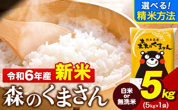 令和6年産 新米 無洗米 も 選べる 森のくまさん 5kg × 1袋  白米 熊本県産 単一原料米 森くま《7-14営業日以内に出荷予定(土日祝除く)》《精米方法をお選びください》送料無料---ng_mk6_wx_24_11000_5kg_h---