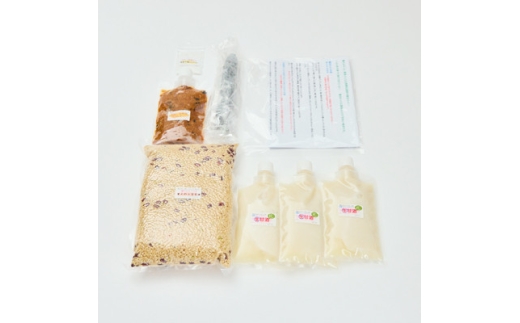 《7点計5種》免疫力が気になる方におすすめ　発酵食品セット　即席味噌・漬物・甘酒・小豆玄米・薪釜塩【1726951】