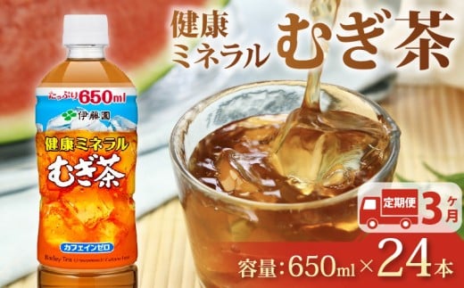 【定期便3か月】健康ミネラル むぎ茶 650mL × 24本 3回 お届け カフェインゼロ お茶 ペットボトル 飲料 ペットボトル飲料 おちゃ 麦茶飲料 飲み物 茶 アウトドア 日常 常備 備蓄 防災 防災備蓄 防災用品 災害 生活必需品 消耗品 非常用 災害対策 保存 ストック 日用品 水分補給 箱 箱買い まとめ買い おすすめ 静岡茶 飲料水 美味しい お～いお茶 伊藤園 牧之原市 静岡県