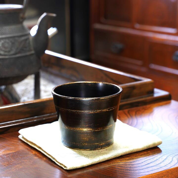 【ふるさと納税】漆器 酒器 猪口 カップ 本漆 天然木 変り塗 黒金 塗猪口 喜多方 マルサ漆器製造所　【07208-0148-3】