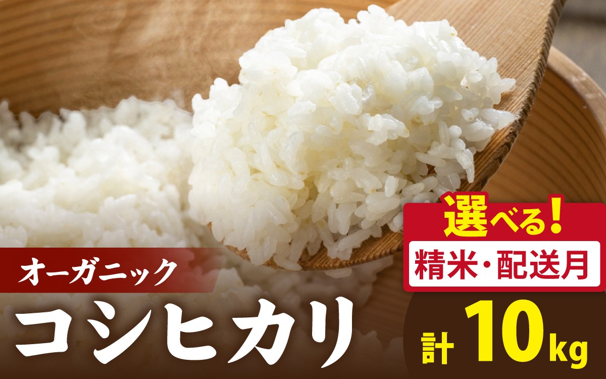 
                  【選べる精米方法】【選べる配送月】【先行予約】【 令和8年産　新米 】有機JAS認証 オーガニックコシヒカリ 5kg×2袋（計10kg）【2026年10月から順次発送】 | お米 おこめ ごはん ご飯 米 コメ こめ 新米 白米 玄米ギフト プレゼント 内祝い 贈り物 国産 無農薬 高品質 高級 コシヒカリ オーガニック 有機農産物  有機栽培 南越前町 送料無料 福井 北陸
                