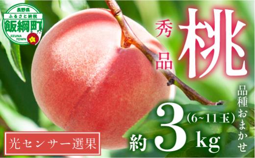 【 2025年 先行予約 】 桃 3kg 秀品 訳あり 《 品種おまかせ「 白鳳 」「 あかつき 」「 なつっこ 」いずれか1品種 》 光センサー選別品 【 予約 果物 くだもの もも フルーツ 長野 信州 クール便 15000円 】 沖縄県への配送不可 2025年8月上旬頃から2025年8月下旬頃まで順次発送予定 日時指定不可 令和7年度出荷分 長野県 飯綱町 [1441]