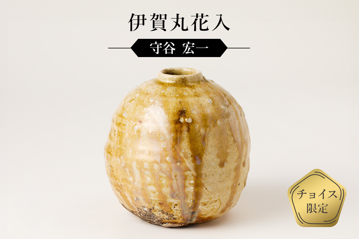 
伊賀丸花入　作者：守谷　宏一　／　美濃桃山陶　陶芸　陶器　伝統工芸　焼物
