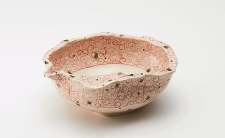 【 片口(大)赤絵 ×1枚 】 陶芸工房 季仙窯 ［ 陶芸 手びねり 手づくり 鉢 作品 岩手 陸前高田 ］RT647