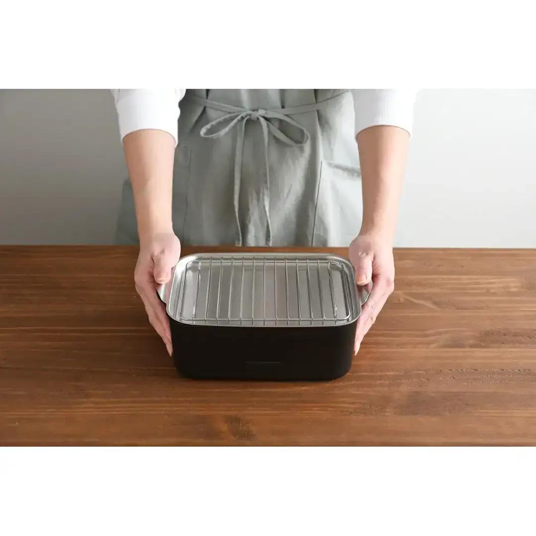 天ぷら鍋角型ワイド アミ・フタ付 IH対応 軽量 調理器具 燕三条製 キッチン用品 鍋