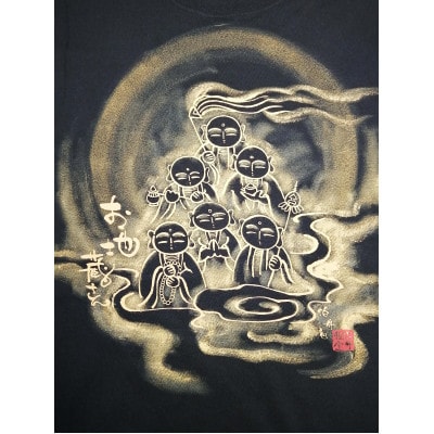 手描きTシャツ 仏画 六地蔵 黒 (半袖 XLサイズ)【1615582】