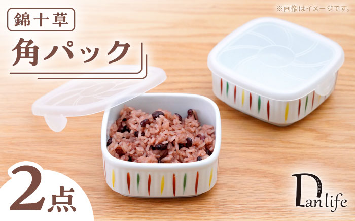 【波佐見焼】角パック 錦十草 2個セット【団陶器】 [PB224]