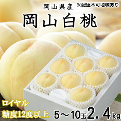 【ふるさと納税】桃 2026年 先行予約 岡山 白桃 ロイヤル 5～10玉 約2.4kg JA おかやま のもも（早生種・中生種） もも モモ 岡山県産 国産 フルーツ 果物 ギフト 甘い 美味しい 産地直送 贈り物 高糖度 　お届け：2026年7月上旬～2026年8月中旬