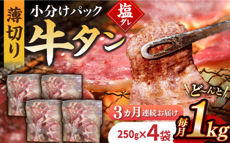 【3回定期便】【塩だれ】九州産和牛の牛タン1kg[EAX081]国産牛タン定期便国産牛タン定期便牛タン定期便牛タン牛タン