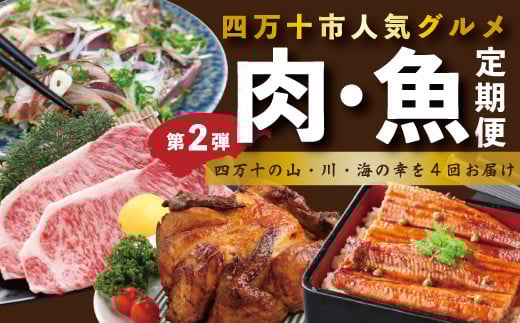 
            4ヵ月連続 定期便 四万十市 人気 魚介 ＆ お肉 返礼品 第2弾 冷凍 4回 毎月 海の幸 うなぎ ウナギ 鰻 蒲焼 かつお カツオ 鰹 たたき タタキ 黒毛和牛 和牛 牛肉 肉 サーロイン ステーキ 特選 贅沢 三昧 グルメ ごちそう 総菜 おかず 四国 高知 四万十 しまんと 鶏肉 ローストチキン チキン 25-846
          
