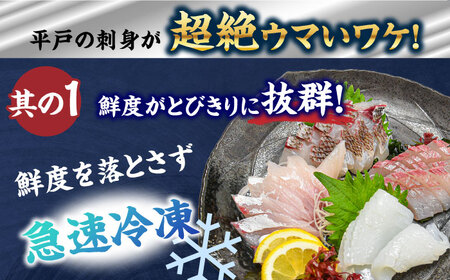 【全3回定期便】 獲れたて 旬魚 の柵 3種 セット（ 刺身 2種＆ イカ 1種）（4～5人前）【平戸市/舘浦漁業協同組合】[KAA518]