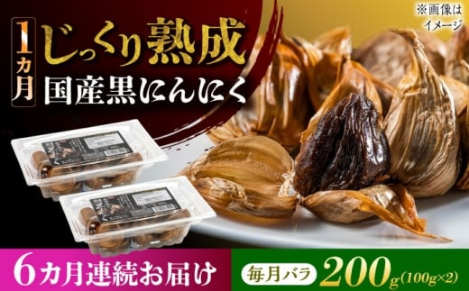 【6回定期便】 国産熟成 黒にんにく 200g (100g×2) バラ 瑞浪市 / 国産ムラセの熟成黒にんにく 青森県産 ニンニク [AZCO014]