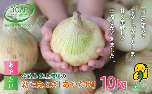 【新たまねぎ】淡路島　池上農場の「あやたけ」10kg【発送時期：2025年3月下旬～5月頃】　　[新玉ねぎ 新玉ねぎ 新玉ねぎ 新玉ねぎ 新玉ねぎ 新玉ねぎ]