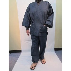 男性用紳士作務衣 (紬織無地) 紺地 M ／ 作務衣 男性 メンズ 庭掃除 部屋着 普段着 寝巻き パジャマ お坊 寺 僧侶 寺井布帛製造所 くつろぎ着 普段着 和装 奈良県 田原本町