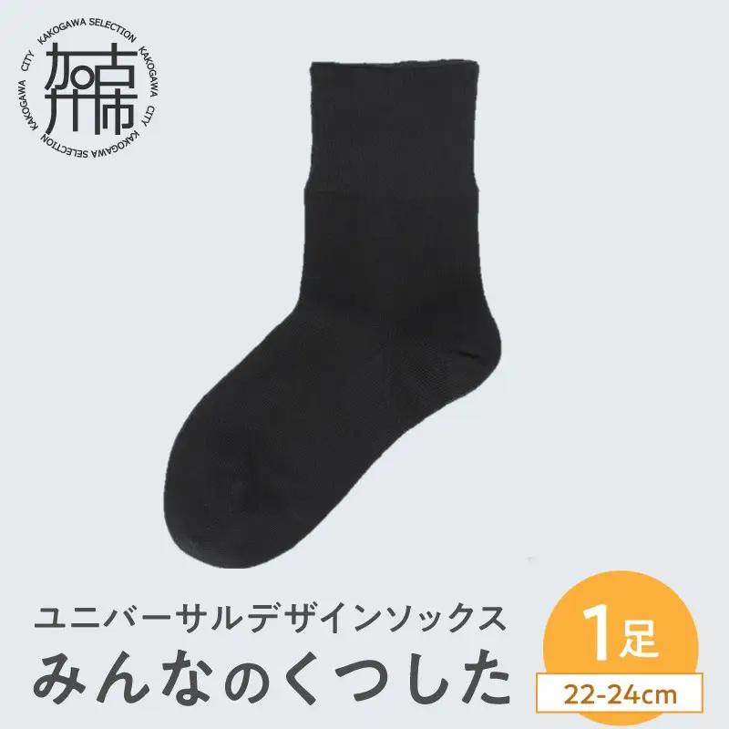みんなのくつした 1足(22-24cm)【クロ】【2500T16802_04】