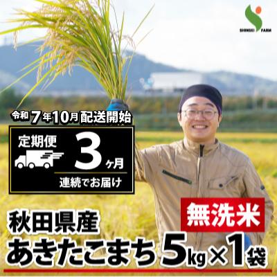 ふるさと納税 大館市 新米先行受付【定期便3ヶ月】令和7年産秋田県産あきたこまち(無洗米)5kg