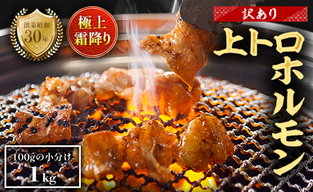 【訳あり】 極上霜降り 上トロホルモン 1kg 秘伝のタレ付き ホルモン