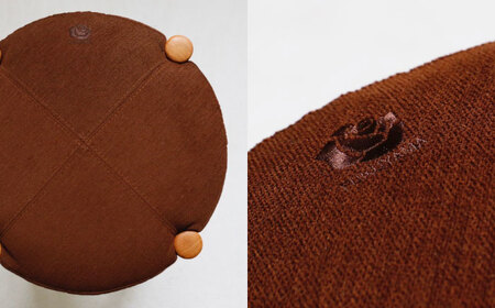 オリジナルスツール「FUKUYAMA」Mサイズ【木材：ビーチ／張地：布（BROWN）】