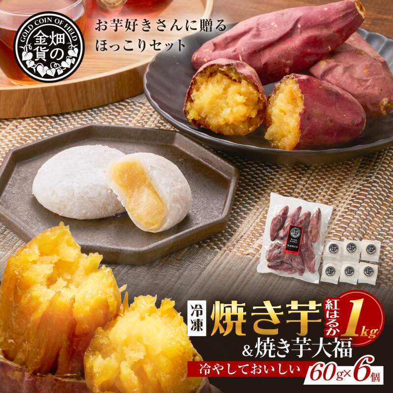 【ふるさと納税】 焼き芋 紅はるか 1kg ＆ 焼き芋 大福 6個 60g × 6個 セット 焼芋 やきいも さつまいも 芋 スイーツ おやつ おいも おさつ ねっとり 甘芋 もち お餅 おもち 和菓子 畑の金貨 甘いも販売所 鹿児島市 おすすめ ランキング プレゼント ギフト