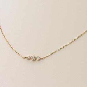 【K10イエローゴールド ラボダイヤモンドネックレス】0.315ct 15粒のダイヤを美しくデザインしたロングネックレス 長さ60cm　K10-N005