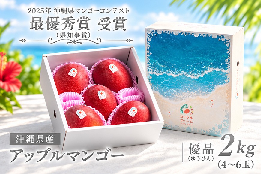 【 先行予約 2027年 発送 】コーラルファーム アップルマンゴー 2kg (4～6玉) 優品 沖縄県産 マンゴー アーウィンマンゴー 2キロ 国産 完熟マンゴー 果物 くだもの フルーツ 完熟 夏 沖縄 お取り寄せ ギフト 産地直送 農家直送 糸満市