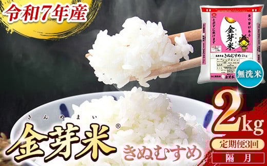 
                  【定期便】BG無洗米・金芽米きぬむすめ 2kg×3回 （隔月）【令和7年産 2ヶ月に1回 配送 3回 計6kg 半年間 6ヶ月 島根県産 健康 節水 時短 アウトドア キャンプ 東洋ライス おすすめ 島根県 安来市】
                