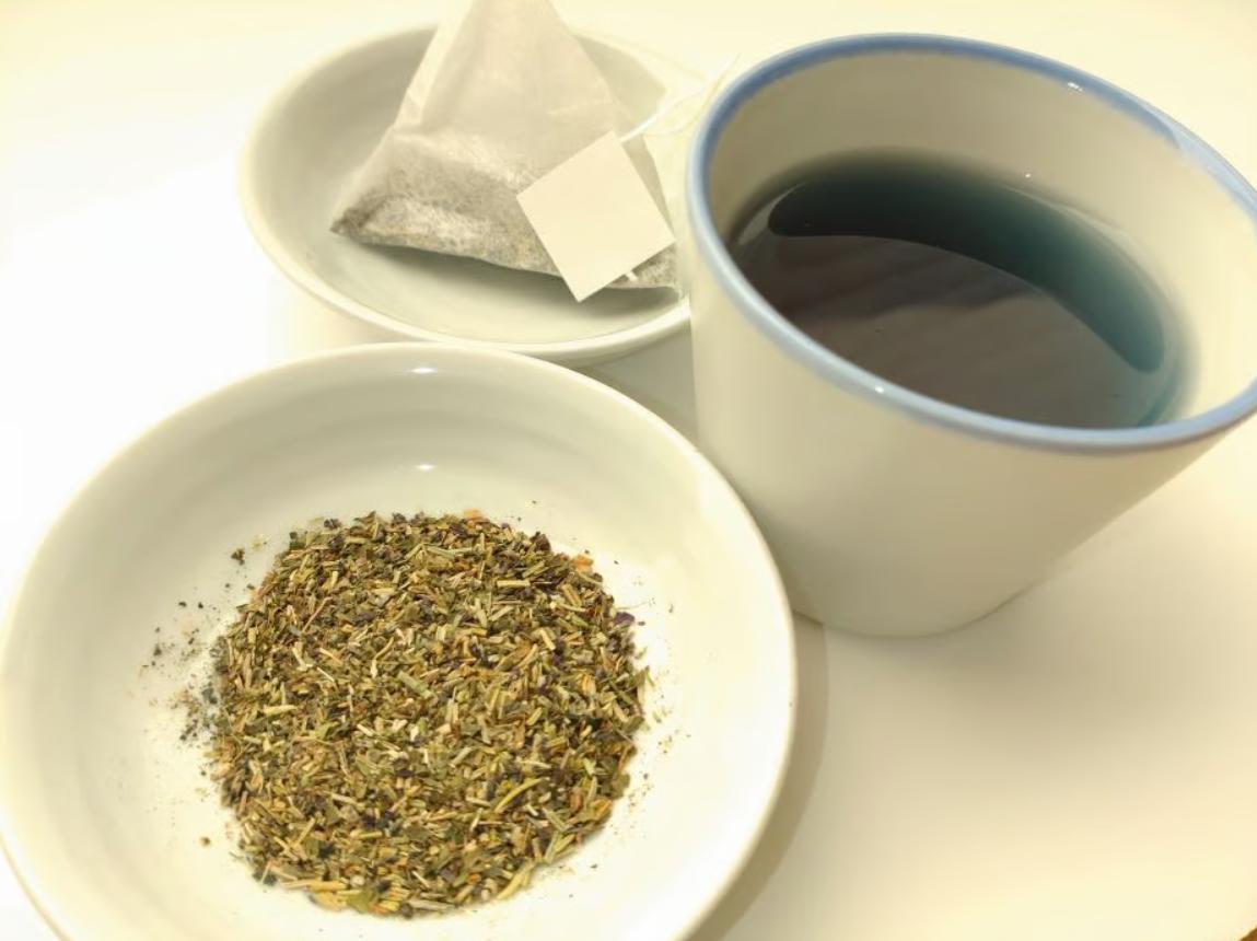 ティーバッグ 褐茶 缶 14g バッグ 14g （テトラポッド型2g計14袋） セット お茶 テトラポッド ノンカフェイン 藍色 藍 紺 日本茶 紅茶 小分け ティータイム 茶葉 リラックス 飲料 茶