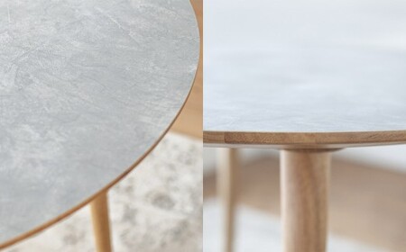 モルタル調メラミン材のラウンドダイニング （80cm） 木部オーク色 ／ テーブル 机 ラウンドテーブル 丸テーブル インテリア 家具 ダイニング 日本製 福岡県 柳川市